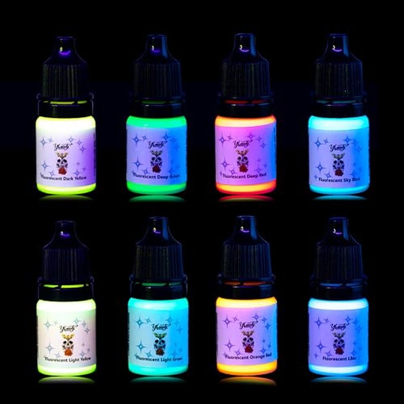 Tattoo Ink Set - Tattoo Inks Pigment Kit, 8 Color 1/6oz 5ml/Bottle Professional Tattoo Fluorescent Ink & Tattoo Equipment for Halloween Supplies (1/6 FL.OZ (5ml), 8Color - B)