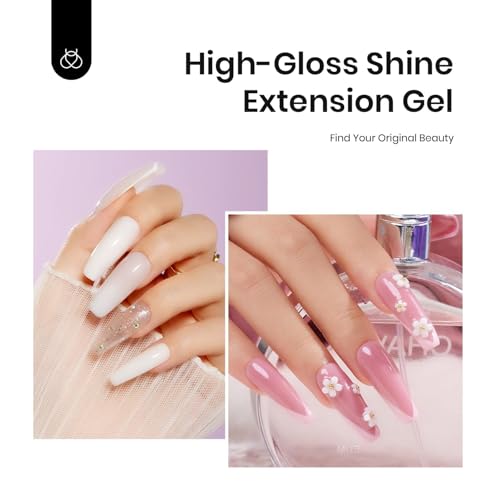 Beetles Nail Extension Gel Kit with Mini UV LED Nail Lamp Frosted Grape 6 Colors Poly Nail Gel Kit with Base Top Coat Beginners DIY Home Salon Gift for Women Fall Winter Nails UV & LED Cured