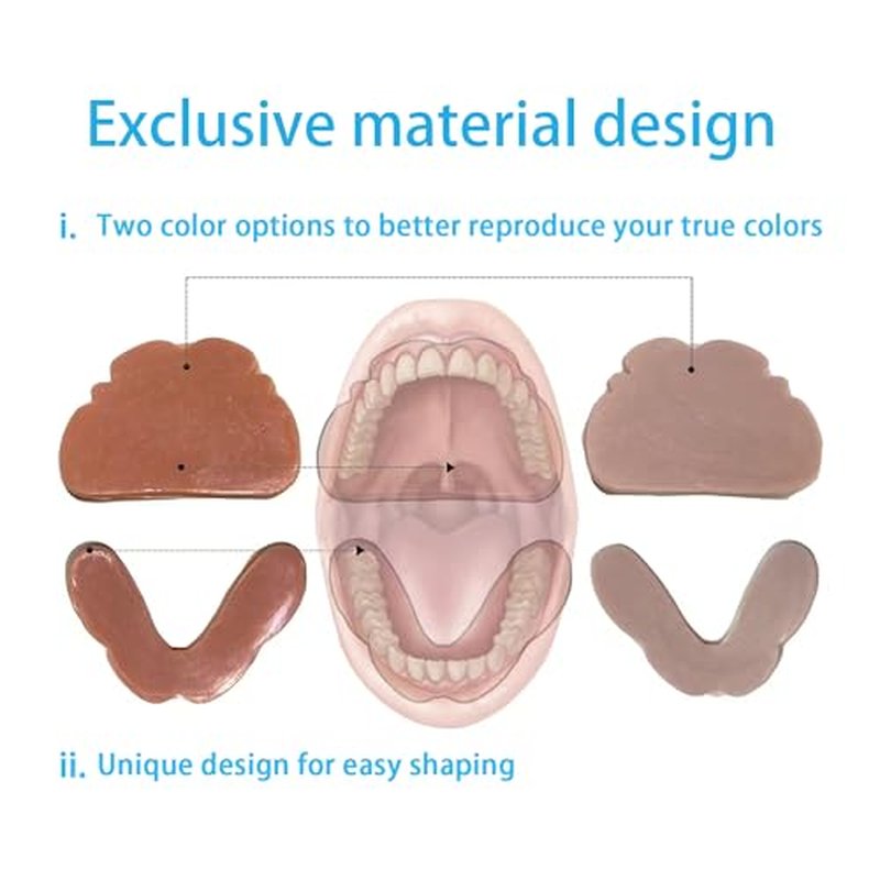 DIY Denture Kit,2 Sets (28 pcs Each) of Different Sizes of False Teeth,Multi-Color repeatable moldable Material,Complete Fake Teeth Repair Kit,Partial dentures,Upper/Lower Dentures,Denture Repair kit