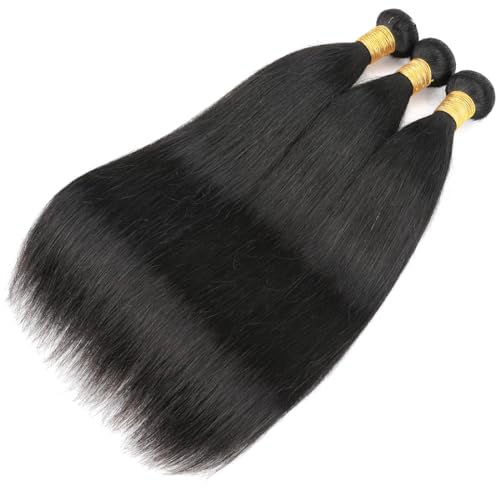Human Hair Bundles Straight Brazilian Virgin Straight Human Hair 3 Bundles Weaves 100% Unprocessed 16 18 20inch Bundles Natural Black