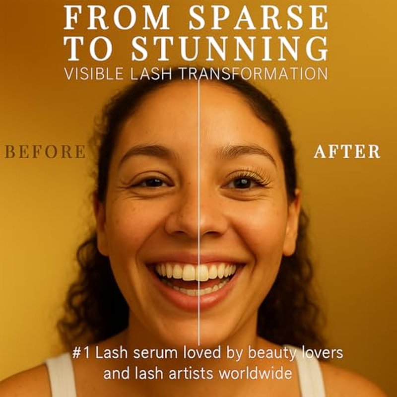 Lash Serum for Eyelash Growth - Premium Eyelash Growth Serum Advanced Eye Lash Serums for Longer, Fuller, Thicker Lashes with Natural & Vegan Formula for Sensitive Eye - Includes Ribbon for Gift