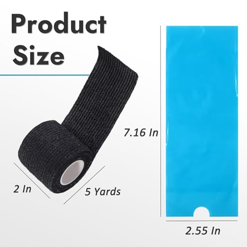 200pcs Large Tattoo Machine Pen Covers and 8pcs Grip Tape Wraps - Yugui Disposable Gun Bags Sleeves Self-Adhesive Grip Wraps Tattoo Kit Supplies