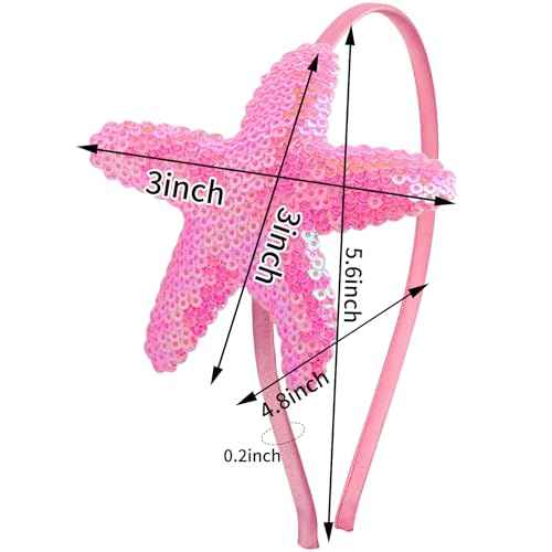 Totelux Sea Star Headband Sequins Starfish Hair Band for Women Girls Hair Accessories Birthday Wedding Party Gift Pink