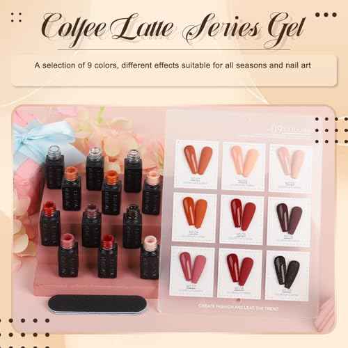 Lavender Violets 13pcs Gel Nail Polish Set ? 9 Gray Brown Skin Tone Neutral Beige Khaki Gel Polish Fall Winter Collection Christmas Nail Art Manicure DIY for Home Salon C600B