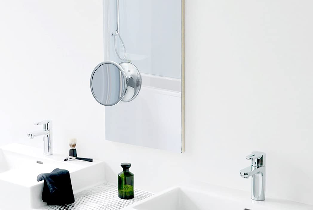 5X Magnifying Vanity Makeup Mirror - 6-Inch Suction Mount with 3-Point Locking Design | Pivoting & Rotating