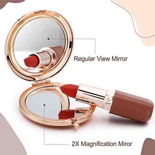 Roowest 16 Pack Metal Rhinestone Compact Mirror Bulk for Women Inspirational Rose Gold Magnifying Pocket Mirrors for Purses Women Girls Events Wedding Bridal Shower Favors
