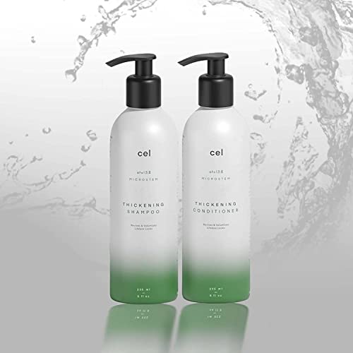 Cel Microstem Natural Hair Thickening Shampoo & Conditioner Set (2 x 8 fl oz) ? Stem Cell Anti Thinning Shampoo ? Professional Grade Biotin ? Sulfate & Paraben Free - Suitable for Men and Women