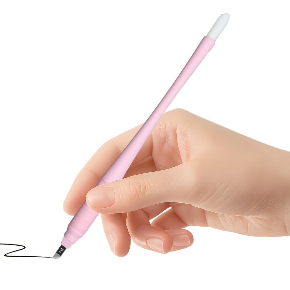 Mellie’s Signature Microblading Pen – Pack of 10 Disposable Eyebrow Tattoo Pens | Sterilized Blades C14 .18mm | Rubber Grip & Pigment Sponge | Professional Brow Tool (Pink)