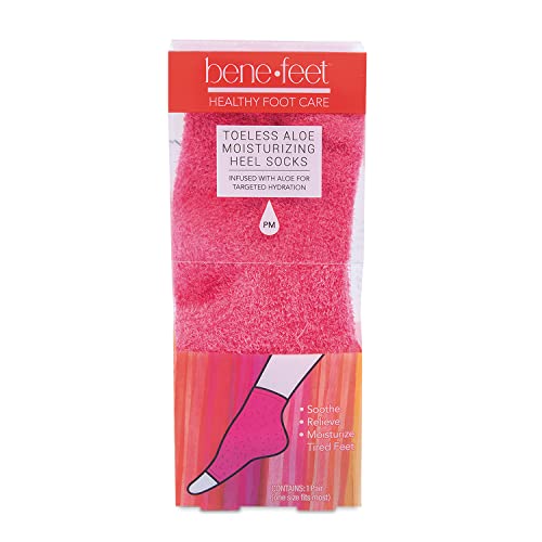 Benefeet Toeless Aloe Moisturizing Heel Socks - Effective Overnight Foot Rejuvenation, Targeted Hydration to Soften Dry Skin, Infused w/Coconut Oil, Aloe + Jojoba Seed Oil, 1 Pair (1 Pack)