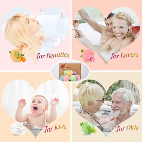 KIMHY Bath Bombs for Women, 12 PCS Bath Bombs for Girls Kids Toddlers Adults, Shea & Coco Butter Dry Skin Moisturize, Bath Bomb Kit for Birthday Halloween Christmas