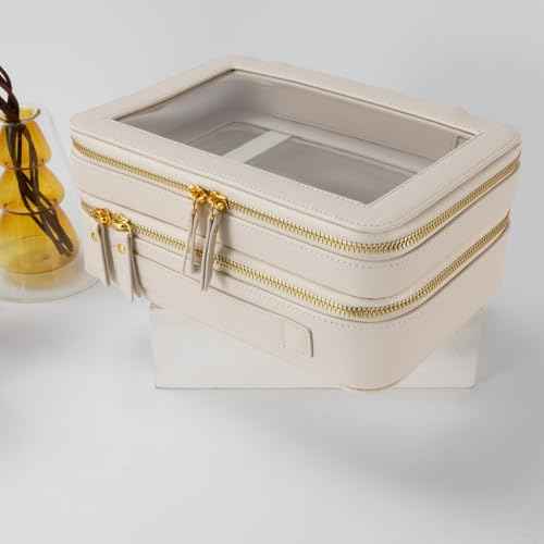 SANHECUN Clear Travel Toiletry bag Toiletry Case Carry on Travel Accessories Bag Makeup Bag(White, SHC-TL-2)