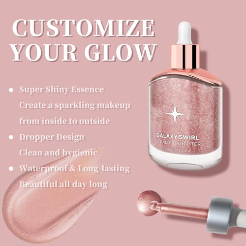 Liquid Highlighter Makeup, Long Lasting Multifunctional Luminous Glow Stick, Sparkly Glitter Body Face Shimmer Liquid Luminizer Sticks, Waterproof, Smooth, Blendable Cream Illuminator 03#