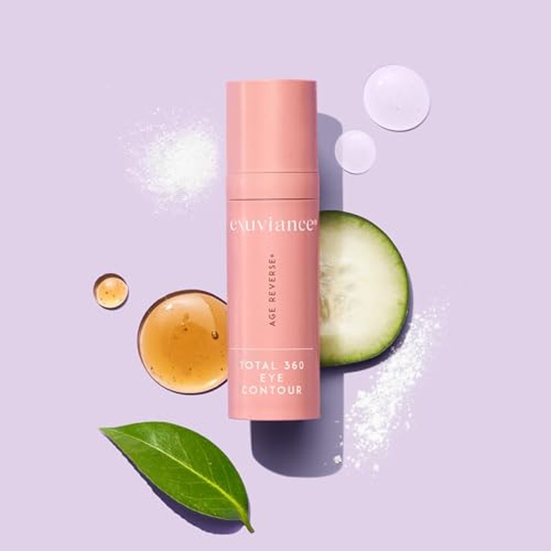 EXUVIANCE AGE REVERSE+ Total 360 Eye Contour, Anti-Aging Eye Cream, Brightens Dark Circles, Firms and Tightens Fine Lines and Wrinkles, with Caffeine, Hyaluronic Acid, and Peptides, 15g