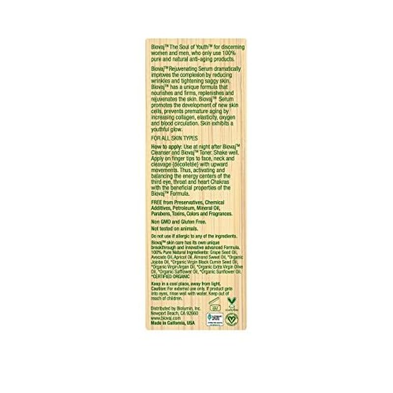 Biovaj Rejuvenating Serum ? Anti-Aging Botanical Face Serum for Wrinkles & Fine Lines, Firms, Lifts, Hydrates & Balances Sebum, 100% Clean Natural Skincare, Vegan, Cruelty-Free, Clinically Tested