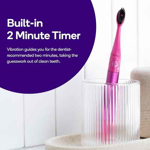 Burst Nova Toothbrush (2 Pack/Pink & Blue) | Sonic Powered Teeth Whitening | Super-Soft Bristles | 18000 VPM | 2 Minute Timer | Aluminum Handle | Replaceable Brush Head | Compact Size | AAA Battery