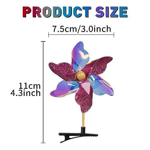 30PCS Sequin Pinwheel Hairpin for Teen Girls Hair Styling Accessories Barrettes Cute Windmill Assorted Alligator Hair Snap Clips with Wind Spinner