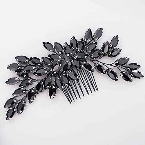 Black Crystal Hair Comb for Women, Black Gothic Hair Clip for Girls, Vintage Hair Comb for Wedding Pageant Prom Headpieces, Style 3