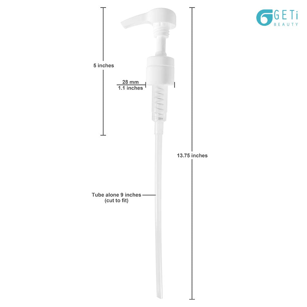 2-Pack Liter 33.8 oz Shampoo Conditioner Pump Dispenser | Fits Most Salon Brand Liter Size Bottles with a 1-inch Wide Opening | Not Compatible with Joico or Amika Bottles | White | by Geti Beauty