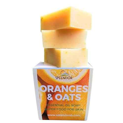 Sweet Oranges & Oatmeal Bar Soap - Handmade, Cold-Process Soap for Face & Body. Vegan with Natural Sweet Orange Essential Oil and Gluten-Free Oatmeal