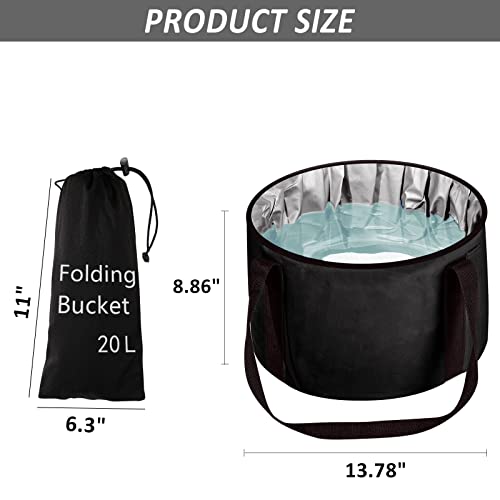 Foot Bath Basin 20L Collapsible Bucket, Portable Foot Soak Tub Feet Soaking Bucket for Outdoor Travel, Camping, Fishing(Black)