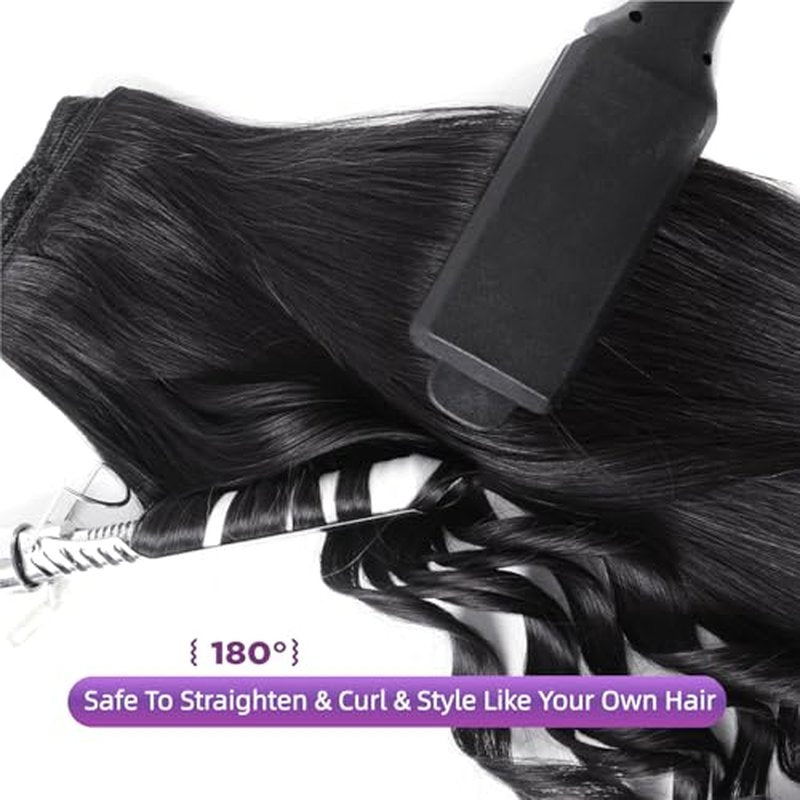 Clip in Hair Extensions Real Human Hair,100% Seamless Remy Human Hair Straight,Clip Extensions for Women, 8pcs Per Set with Double Weft,1B Natural Black,24inch 120g/4.2oz