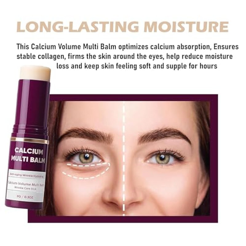 2pcs Cemenrete Calcium Multi Balm, Calcium Volume Multi Balm, Wrinkle Core Stick, Korean Collagen Moisturing Stick, Anti-aging, Hydrating, Firming Skin, Suitable for Eyes, Neck, Face