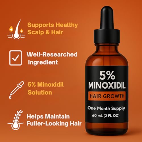 Minoxidil for Men 5% Topical Solution ? Beard & Hair Regrowth Treatment, Extra Strength Hair Loss Formula for Thicker, Fuller Hair, Hair Growth Serum for Men