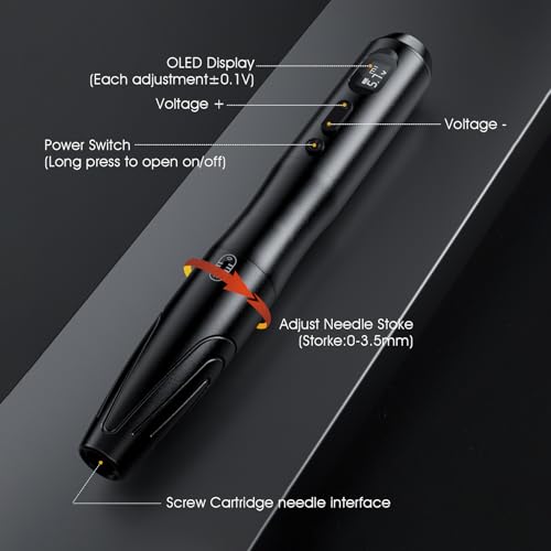 BIOMASER S20 Tattoo Gun Wireless Permanent Makeup Machine kit,Extra Grip for tattooing 10pcs Cartridges Needles for Eyebrow Lip Eyeliner Ombre Powder Brows Microshading Supplies