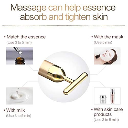 Beauty Bar 24k Gold Skin Care Face Massager Roller, 2 in 1 Electric 3D Roller and T Shape Energy Beauty Bar for Face Lift and Skin Tightening