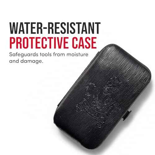 JACK THE BARBER 7 Piece Men's Grooming Kit Stainless Steel, Nail Clippers, Scissors, Nail Cleaner, Nail File Tweezer, and Other Accessories, Best Care Tools for Man.