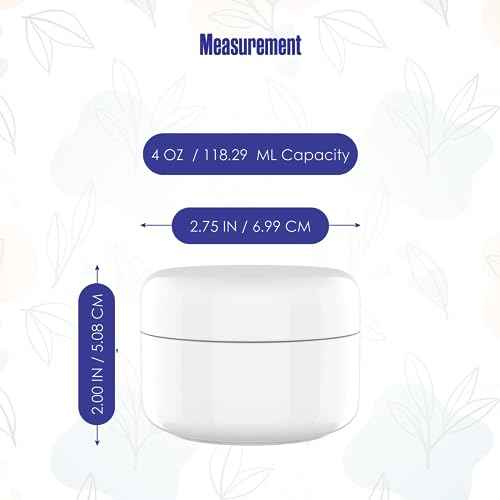 Houseables Lotion Jars, Lotion Container, Cosmetic Jars with Lids, Body Butter Containers, Travel Pots for Creams, Makeup, Moisturizer, Storage, Refillable, Empty, Small, Plastic, White, 4 OZ, 12 PK