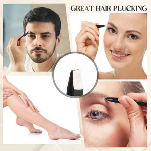 Lasnten 12 Sets Eyebrow Tweezers Set and Curved Scissors, 4 in 1 Professional Stainless Steel Tweezers for Women and Men, Splinter and Ingrown Hair Removal with Travel Case(Beige)