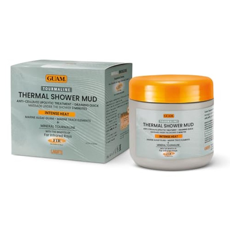 Guam Seaweed & Tourmaline Thermal Mud Anticellulite Remover | 3-minute Shower Body Mask for Cellulite Removal | Hot Infrared FIR Anti Cellulite Treatment for Thighs and Legs, 1.1LB