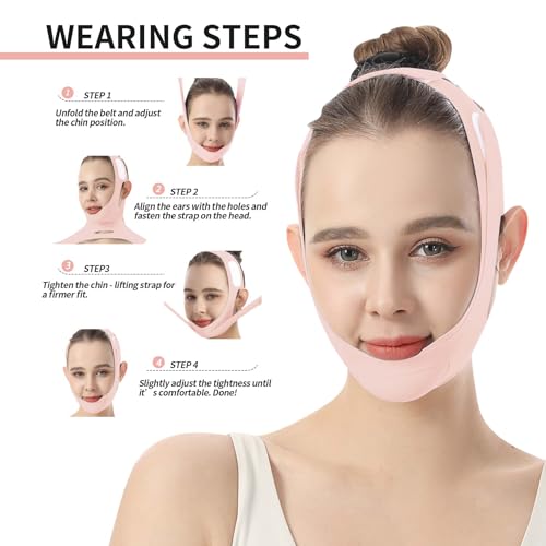 Face Lift Tape - V Line Lifting Mask Chin Strap for Sleeping, Adjustable Face Lifting Strap, 3D Contoured Design Facial Lifting Belt, Double Chin Reducer for Facial Shaping and Jawline Shaper