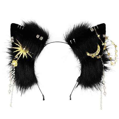 Cat Ears Headwear Headband,Animal Fluffy Neko Hairhoop Handmade,Head Accessories Halloween Cosplay Fancy Dress Party