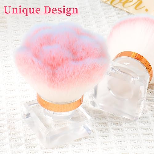 ANGNYA Nail Dust Brush, Pink Rose Soft Duster Brush Art Dust Powder Remover Makeup Manicure Brushes Clean Up Tools for Acrylic Nails