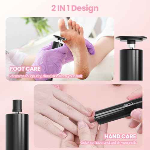 Electric Callus Remover for Feet, Electric Foot File Nail Grinder 2 in 1,Rechargeable Professional Foot Sander Pedicure Tool for Feet Dry Dead Skin with Sandpaper Disk, 9 Speed Adjustable (Black)