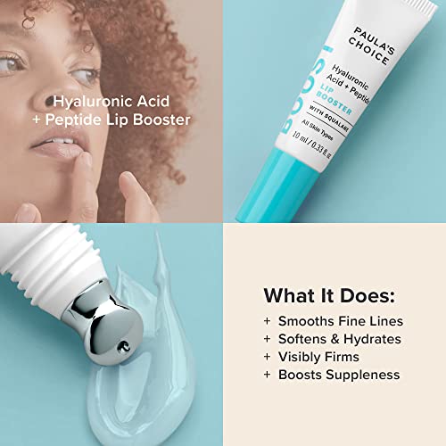 Paula's Choice BOOST Hyaluronic Acid + Peptide Lip Booster, Hydrating Treatment for Lip Volume, Loss of Firmness & Fine Lines, with Squalane, Fragrance-free, 0.33 Fluid Ounces