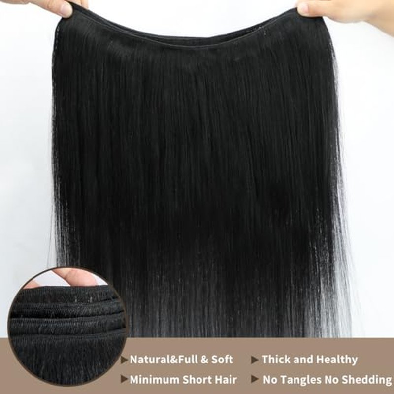 Human Hair Bundles 12A Straight Bundles Human Hair 100% Unprocessed Brazilian Virgin Hair 18 20 22 Inch Quick Weave Hair 3 Bundle Deals Hair Extensions Natural Black