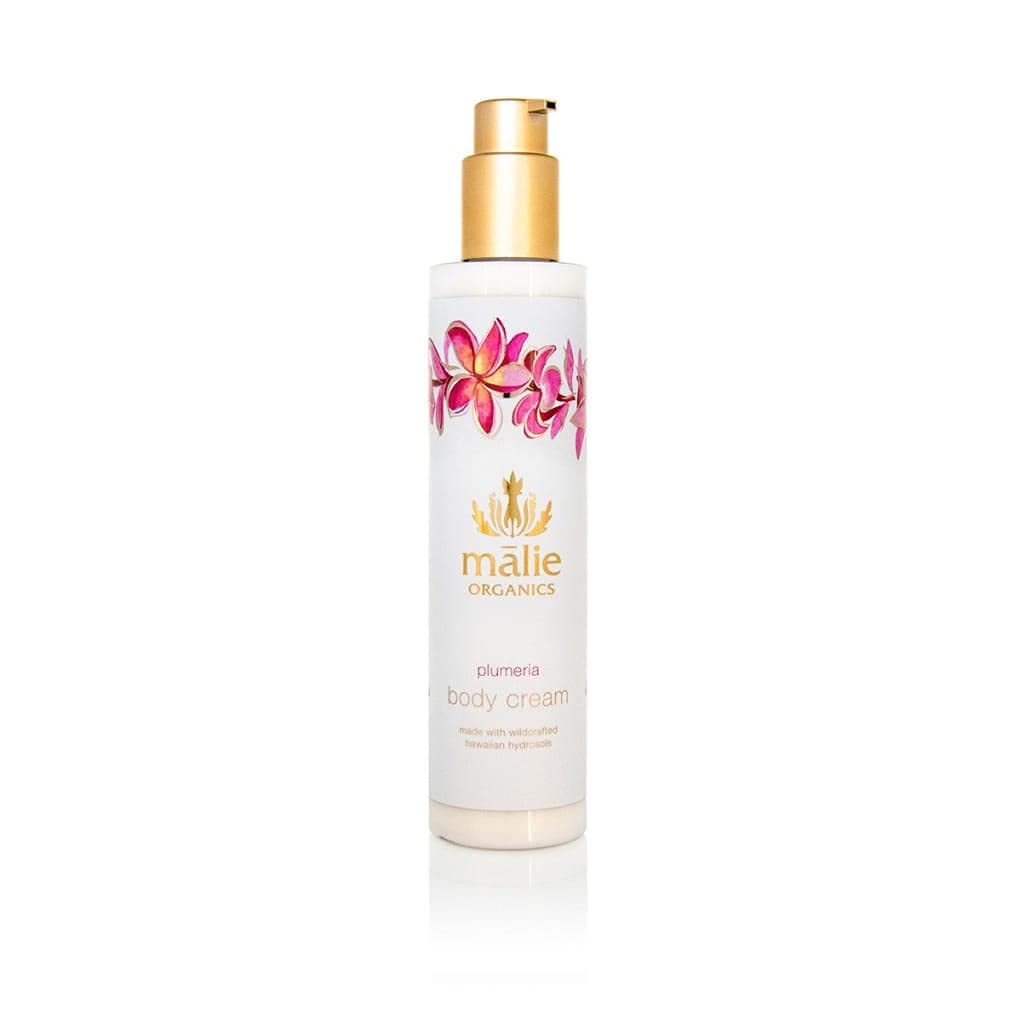 Mālie Organics Body Cream, Plumeria Scent, Deep Hydration, Coconut Oil + Kukui Nut Oil + Aloe + Chamomile, Vegan, 7.5 oz