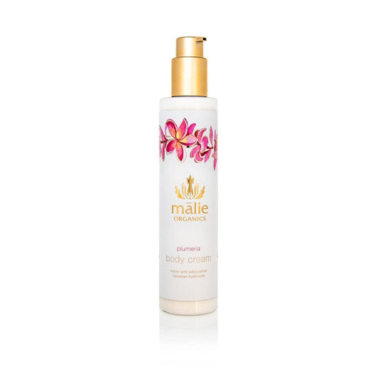 Mālie Organics Body Cream, Plumeria Scent, Deep Hydration, Coconut Oil + Kukui Nut Oil + Aloe + Chamomile, Vegan, 7.5 oz
