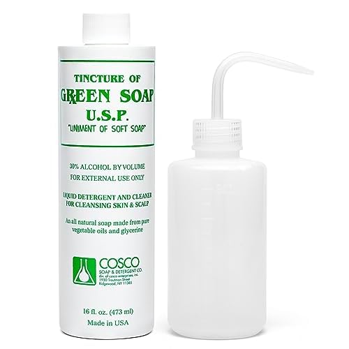 Cosco Tattoo Green Soap 16oz with Squeeze Bottle - Professional Tattoo & Piercing Cleaning Soap, Skin Prep Solution