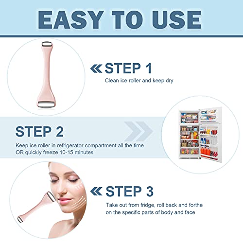 Mini Eye Ice Roller for Eyes Puffiness - Facial Ice Roller and Mini Roller 2 in 1 - Massager for Migraine Relief Tighten Pores Under-Eye Pain Relief - Reduce Wrinkle Puffy for Face Arms (Pink)