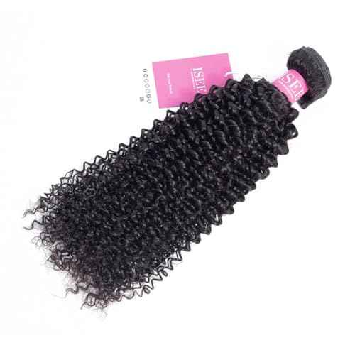ISEE Hair Virgin Malaysian Deep Curly Jerry Curly Human Hair One Bundles,100% Unprocessed Human Hair Extensions Natural Black Can Be Dyed (14'')