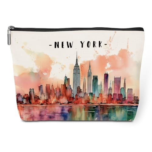 New York Lovers Gift Makeup Bag Cosmetic Bag, New York Travel Gifts Girls Trip Gifts Favors, New York Souvenir Merch Friendship Gifts for Women NY Lovers Traveller Bestie Coworkers Birthday Christmas