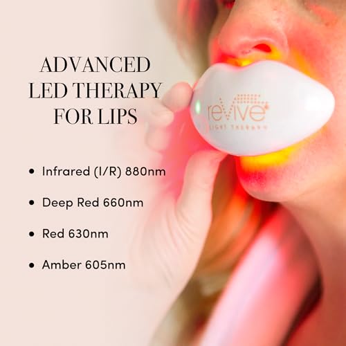reVive Lux Collection Lip Plumper Device, LED Light Therapy Products for Lip Care, At-Home Infrared, Red & Amber Therapy for Smooth, Hydrated, Healthy-Looking Lips