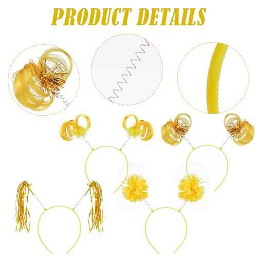 COCIDE 8Pcs Pom Pom Headbands Party Headbands Tinsel Wrapped Ponytails Headbopper Headwear for Birthday Festival