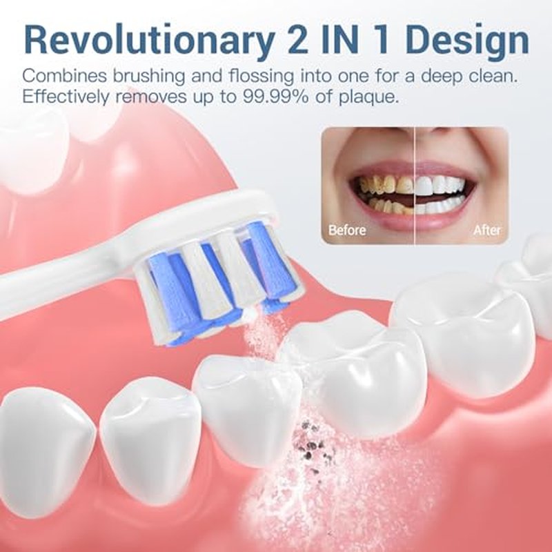 Upgraded 2-in-1 Electric Toothbrush with Water Flosser 2.0 ? Ultrasonic Brushing with Built-in Water Outlet, 3+4 Modes with Point-Jet, Portable Oral Irrigator, IPX7 Waterproof, for Travel & Home