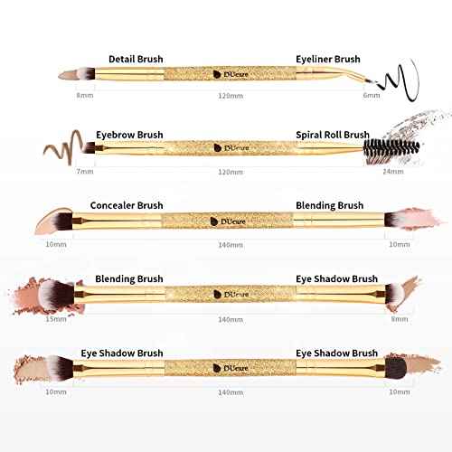 DUcare Eyeshadow Brushes Set Duo End Eye Makeup Brushes Eyeshadow Brush set 5Pcs Travel Concealer Eyebrow Eyelash Eye Liners Blending