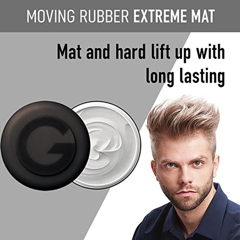 GATSBY Moving Rubber Extreme Mat Hair Styling Wax US version - Strong Hold, Matte Finish, 80g/2.8oz by Mandom achieve any desired hairstyle, from spiky to dynamic, bouncy, fluffy, or frizzy